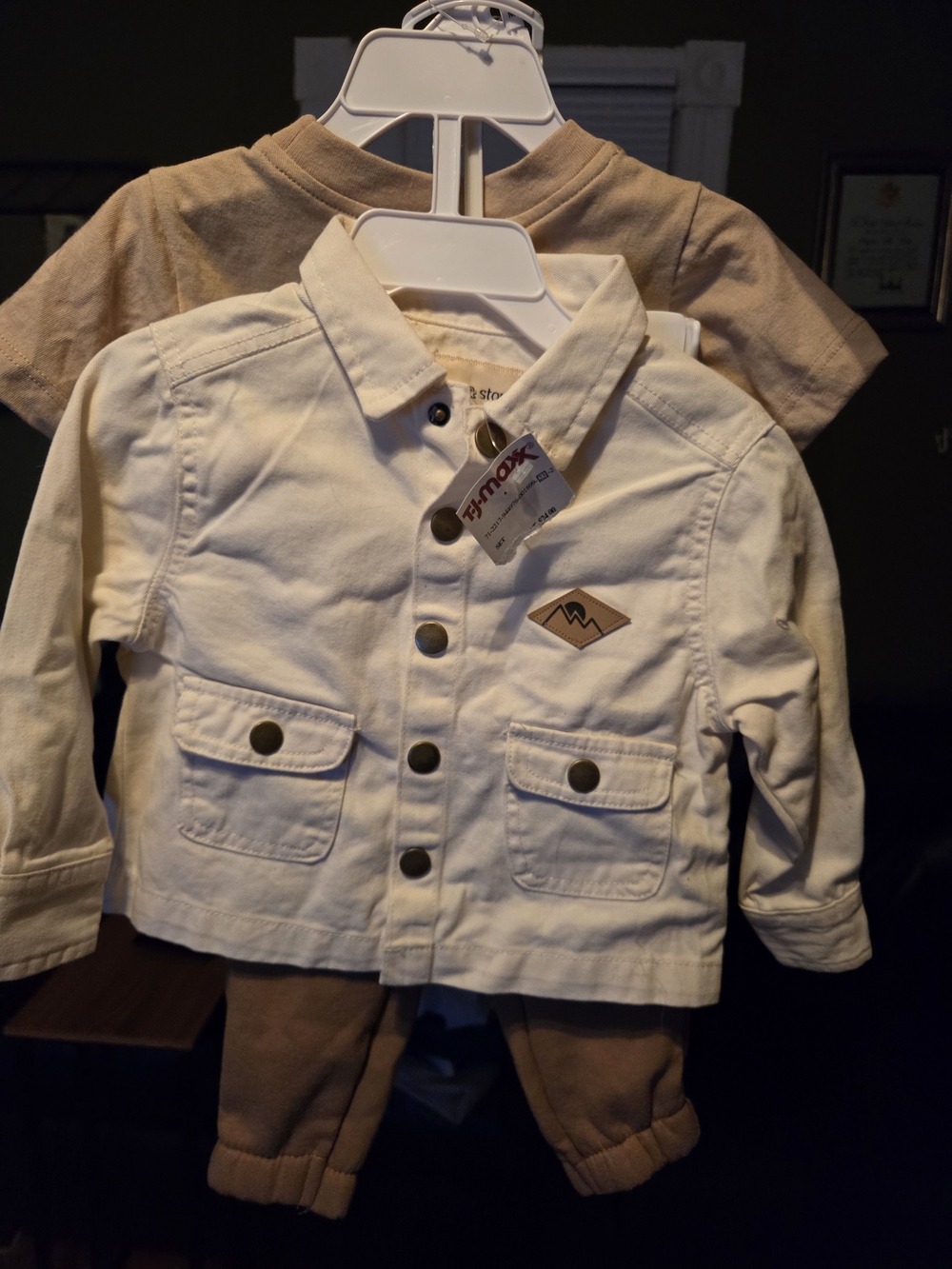 Kids Cream Denim Utility Jacket - Neutral